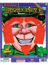 Saint Patricks Day Orange Leprechaun Costume Disguise Kit Beard