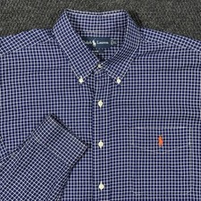 Vintage Polo Ralph Lauren Mens Shirt XL Blake Purple Check Button Down Red Pony
