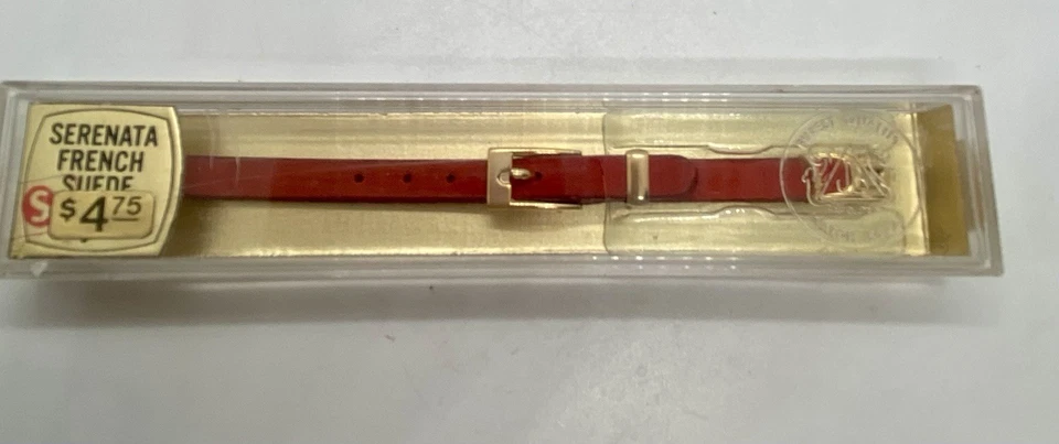 Винтажный новый из старых запасов JB чемпион женщины тонкий красный часы группы SERENATA французской замши кольцо конец - Изображение 3 из 4