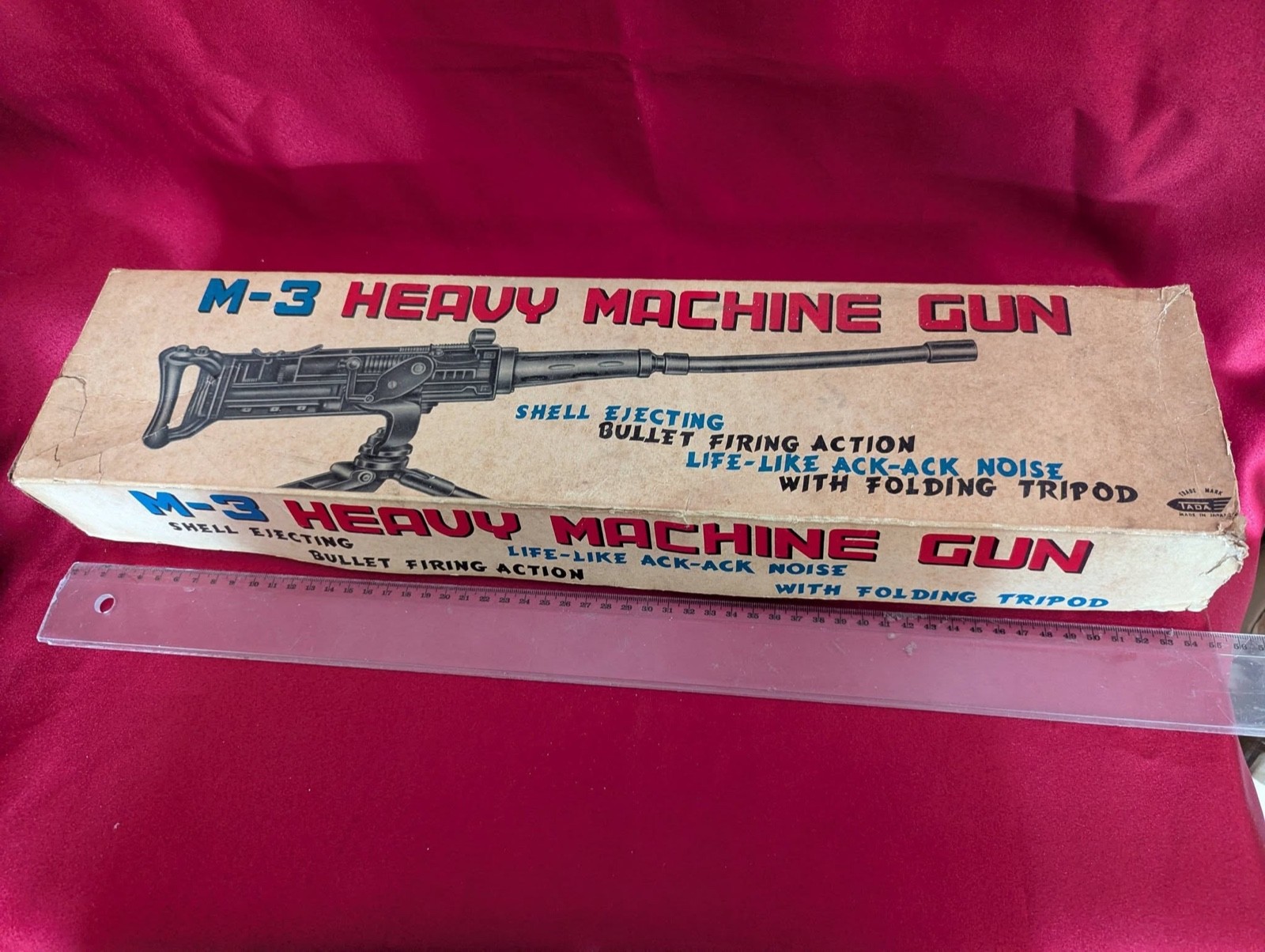 M-3 Heavy Machine Gun Tada Japan Vintage 1960S Tin Toy Mitragliatrice Latta Boxe