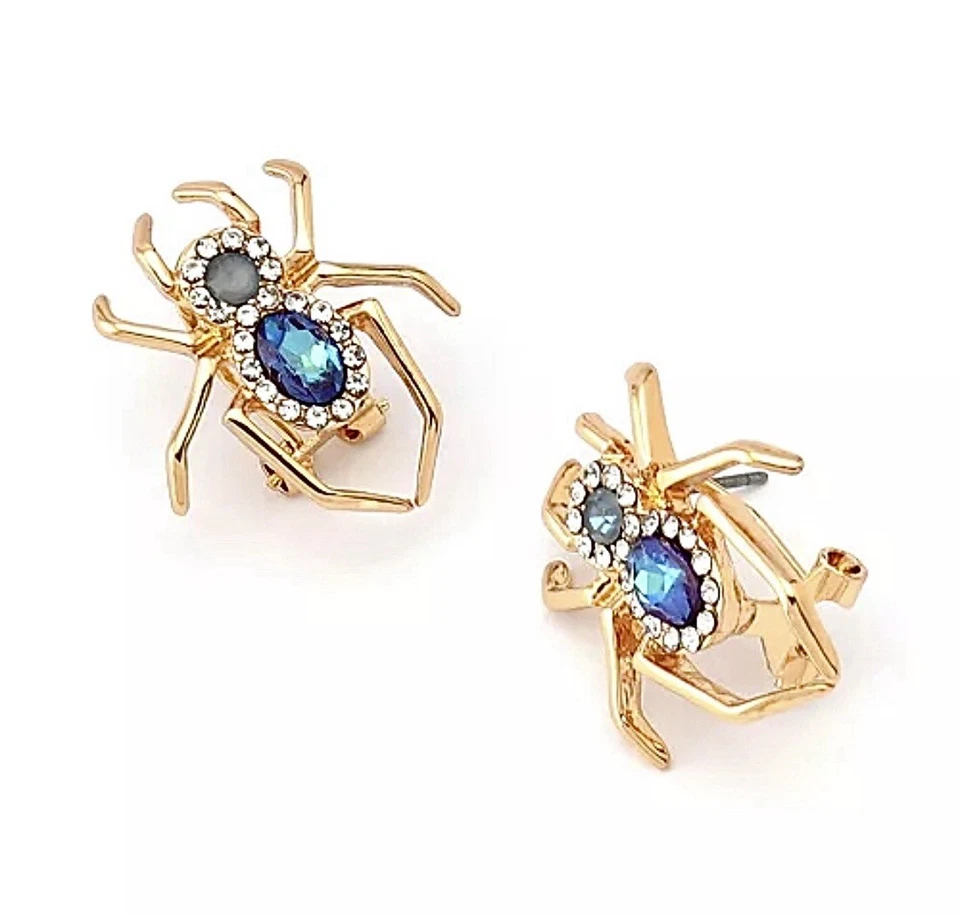 Pendientes BETSEY JOHNSON Araña Tono Dorado y Cristal NUEVOS Y AUTÉNTICOS Foto 2 de 4