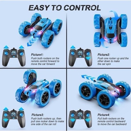 Remote Control Car 2.4Ghz RC Double Sided Flips Rotating Rechargeable LED Light - Picture 5 of 5