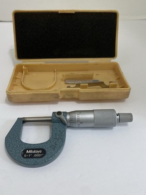 Mitutoyo 0 1  Outside Micrometer 0.0001  w/ Case & Wrench   Machinist Tool