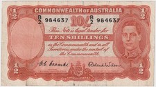 1952 Ten Shilling Coombs/Wilson R15 Very Good
