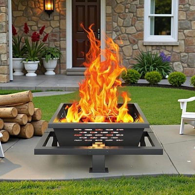 36 Inch Fire Pit for Outside, Outdoor Wood Burning Firepit with Poker, Heavy