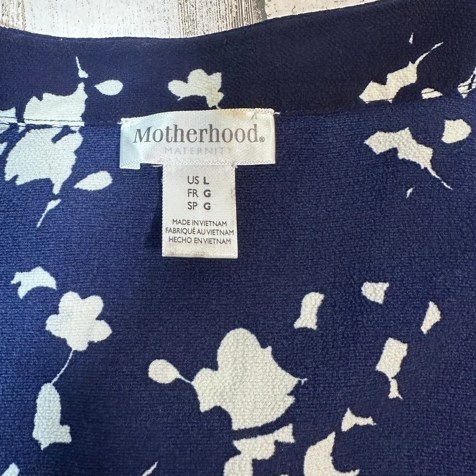 Motherhood Maternity Floral Wrap Dress Navy/Pink Sz Large | MSRP $50 - Image 3 of 4