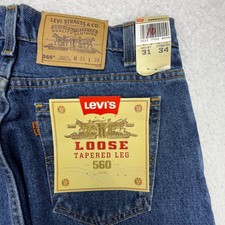 Vintage Levis 560 Orange Tab Jeans Mens 31x34 Loose Tapered Leg USA NOS
