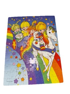 Complete 100 piece vintage 1980s Rainbow Brite Puzzle Kidcore Rave Golden NICE