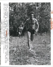 1983 Press Photo Rick Fridy, Biathlon winner At New Port Richey FL - RSH41415