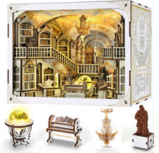 DIY Book Nook Kit for Adults, 3D Wooden Puzzle Bookend Bookshelf Insert Decor wi