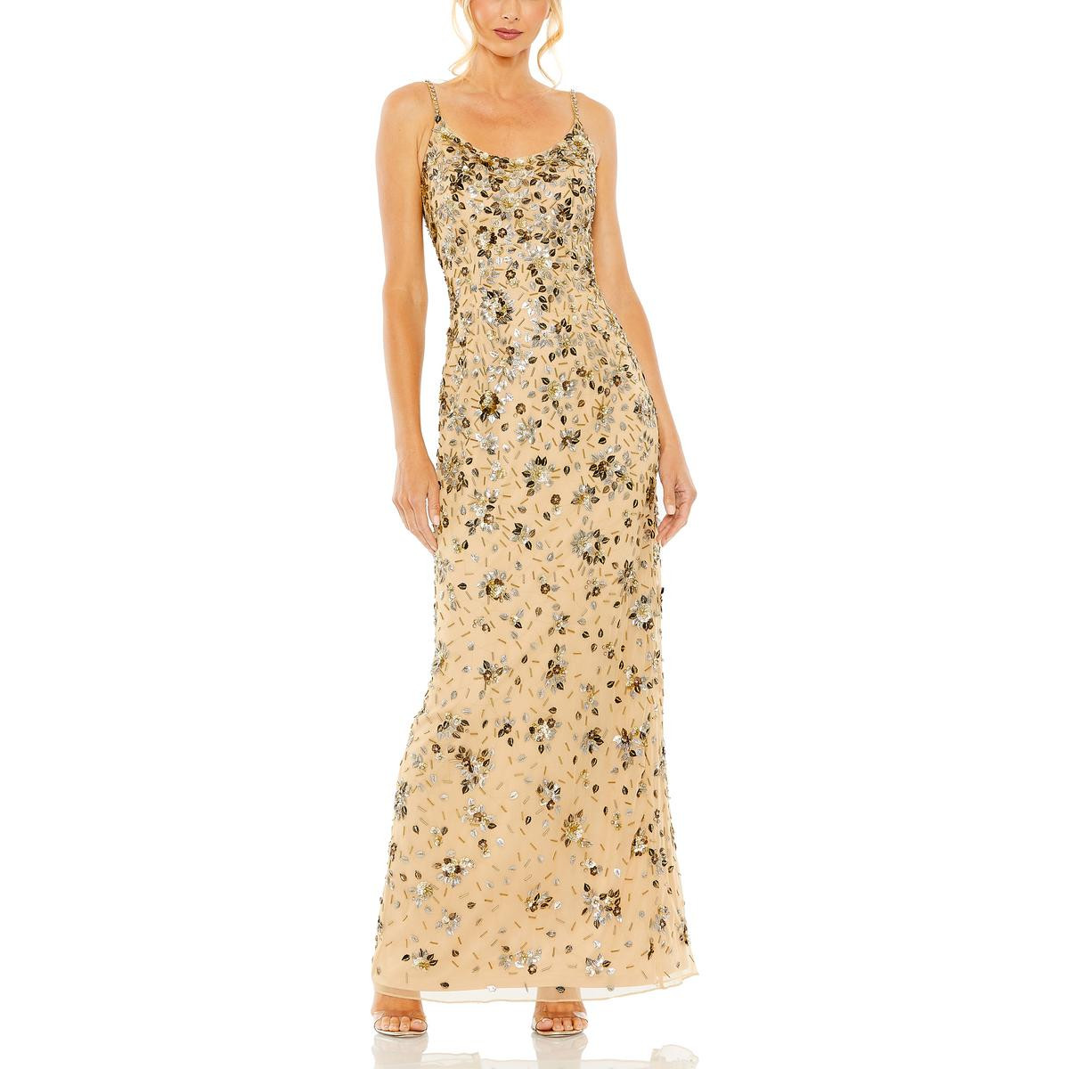 Женское бежевое вечернее платье Mac Duggal с украшением 4 BHFO 1282