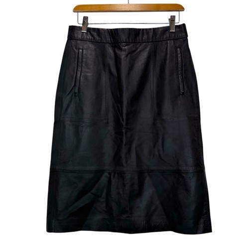 J Crew Collection A-Linien-Midirock schwarz Leder Damengröße 8 " - Bild 2 von 11