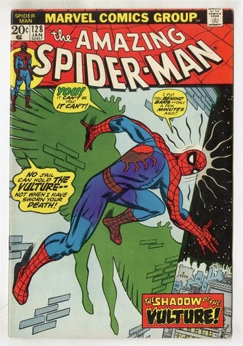 Amazing Spider-Man #128 VF/NM 9.0 white pages  vs. The Vulture  Marvel  1974