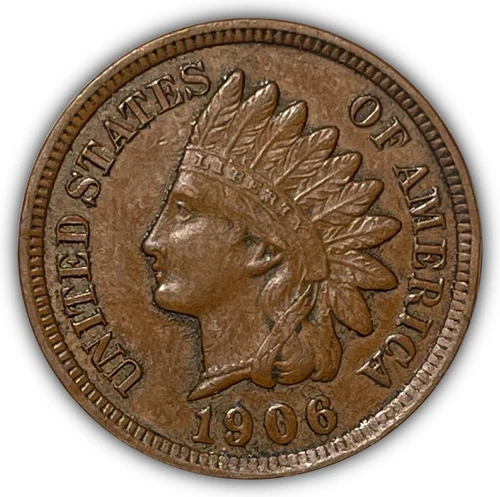 1906 Indian Head Cent Almost Uncirculated AU Coin #25869