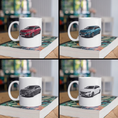 Personalisierte Peugeot 308 SW Allure Premium Tasse Geschenk Farbe wählbar - SCHNELLER VERSAND