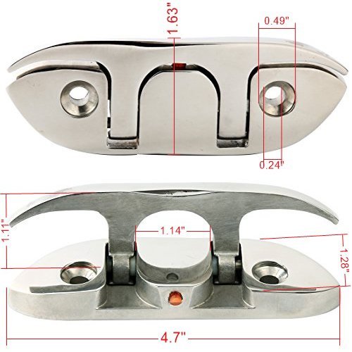 2Pcs Stainless Steel Folding Cleat 4-1//2/" Inch Mooring Cleat for Boat