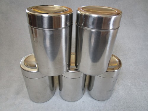 5 Lovely Vintage Hong Kong Stainless Steel Lidded Storage Canister Containers - Picture 11 of 11