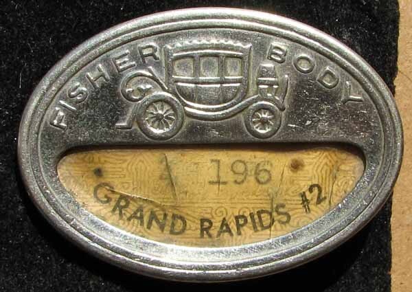 EARLY GM FISHER BODY EMPLOYEE BADGE VERY NICE L@@K #AA602