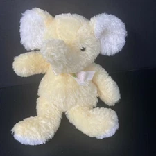 Soft Dreams Yellow Elephant Plush 5" Mini Stuffed Animal Shaggy Bow Beanie Lovey