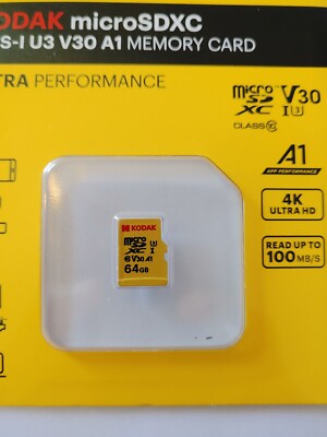 KODAK UHS-I U3 V30 A1 Ultra Performance 64GB microSD Card | eBay