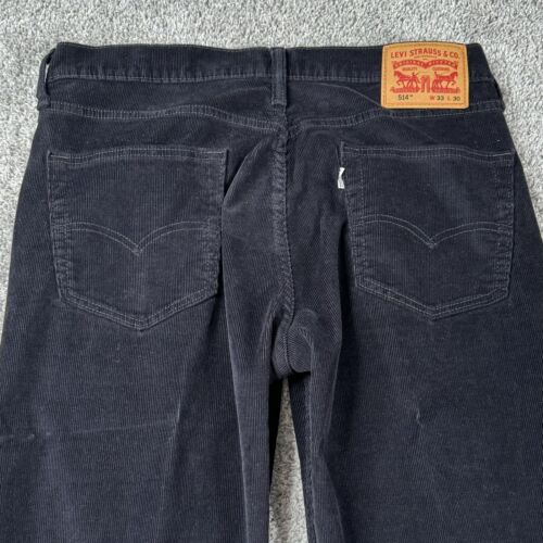 Levi's 514 Corduroy Jeans Men's Size W33 L30 (Read) White Tab Straight Leg Black - Foto 1 di 14