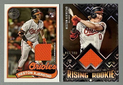 2- 2024 Topps Heston Kjerstad Relic: Rising Rookie Black 083/199, 1989 Retro RC