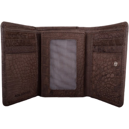 Ladies / Womens Crocodile Design Tri-Fold RFID Protected Wallet / Purse / Holder - Picture 9 of 31