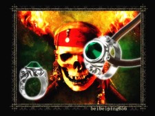 Anello Pirati dei Caraibi Jack Sparrow Teschio Fringuelli Morte Argento 925