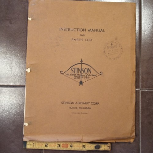 Stinson Model R 1938 Stinson Model R Inspection & Instruction Manual | eBay