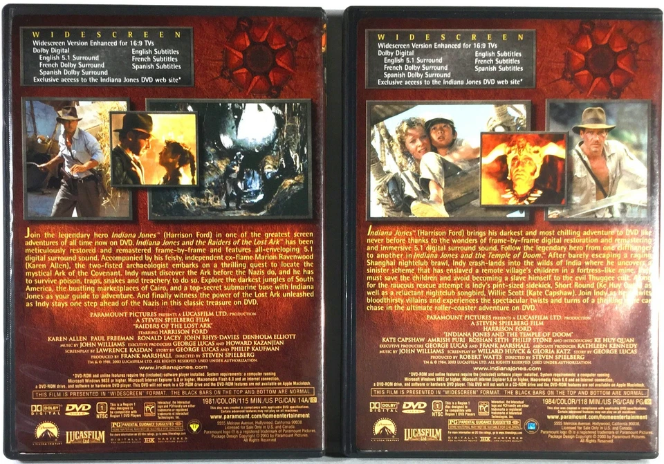 Indiana Jones -The Adventure Collection (4-Disc DVD, 1981, Widescreen) Like New! - Image 4 of 4