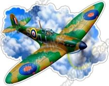 Spitfire Fighter Plane Jet Army Military Car Bumper Vinyl Sticker Decal 5"X4"