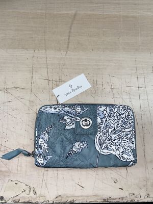 Vera Bradley Women's Performance Twill Turnlock Wallet RFID Tiger Lily Blue Oar