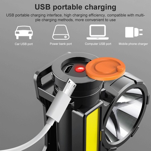 COB LED Stirnlampe Scheinwerfer Kopflampe USB Wiederaufladbar Arbeitslicht NEU - Picture 10 of 12