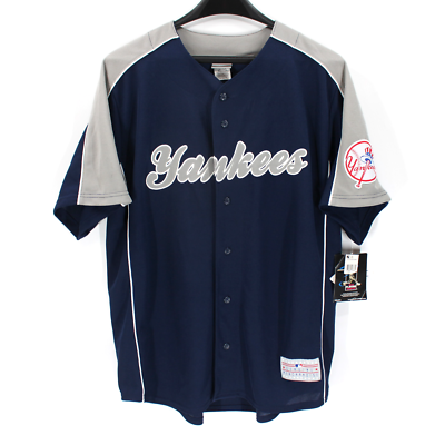 Derek Jeter NY Yankees Jersey Navy Grey Stitched Button Up Short