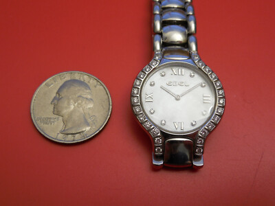 EBEL FULL DIAMOND SOLID STEEL 27MM BELUGA RONDE WOMEN BRACELET WATCH 
