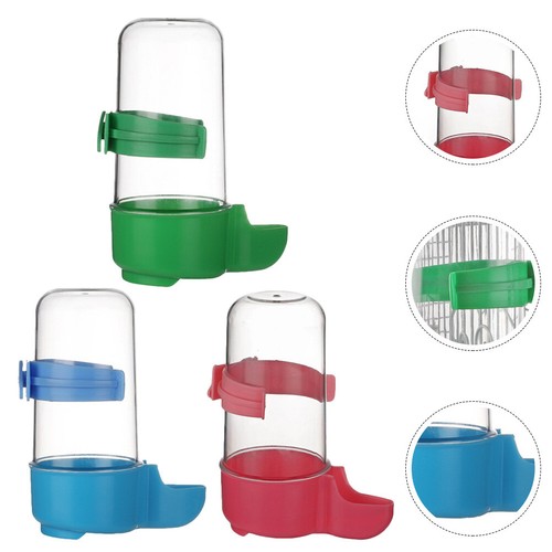 3 Pcs Bird Drinker Water Feeder Dishes Cage Set Pet Parrot Dispenser Bottle - Picture 9 of 12