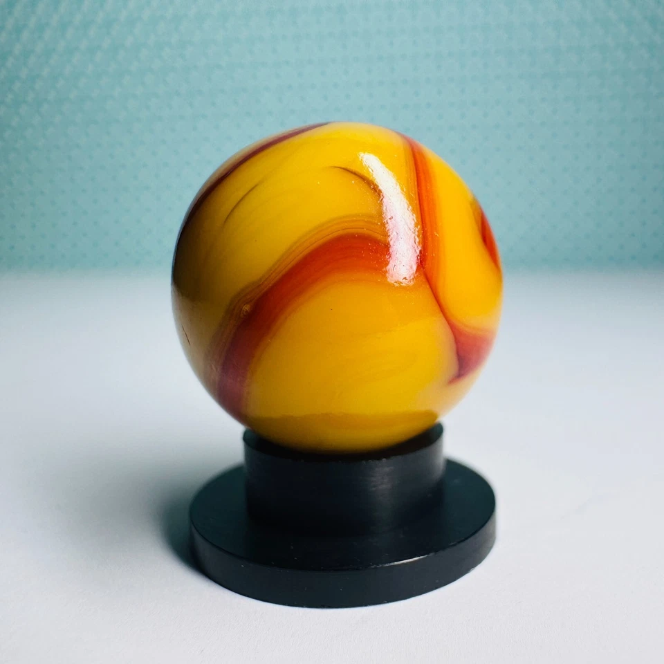 Antiguo Raro Callejón Dorado Dragón Llama NLR Rainbo Mármol VHTF .63" Cinta Roja 💥 Foto 4 de 4