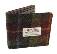 Glen Appin Brown Green Blue Tartan Check Harris Tweed Mens Gents Mull Wallet