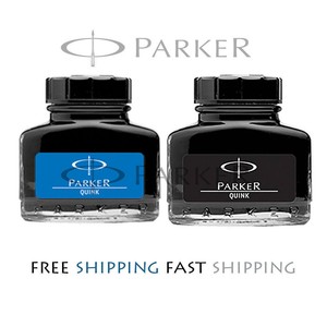 Parker-Quink-Fountain-Pen-Ink-Bottle-30ml-Blue-amp-Black-Ink-Set-of-2