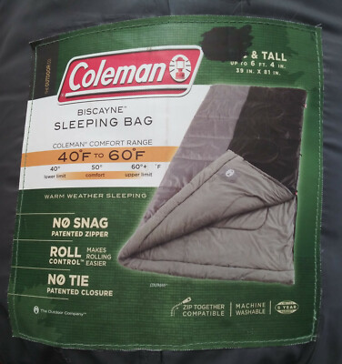 Sleeping Bag Coleman Big and Tall Xtra Large up to 6'4