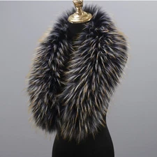 Faux Fur Collar Scarf Super Luxury Women Men Jackets Hood Trims Warm Shawl Wraps