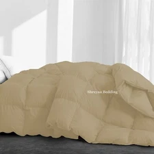 Branded Down Alternative Comforter Egyptian Cotton Taupe Solid Cal King Size