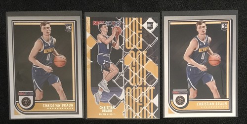 2022-23 Panini NBA Hoops Christian Braun 3 Card Rookie Lot Niggets RC