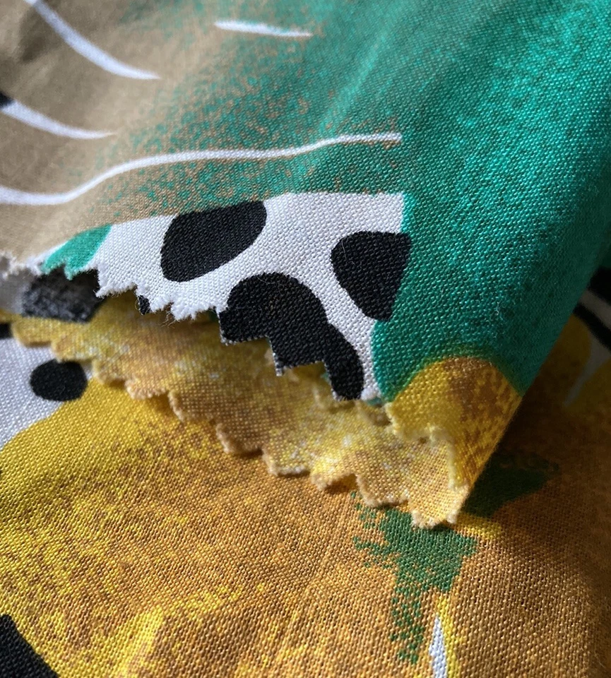 Tela remanente textil vintage años 80 leopardo guepardo selva floral 14,25 X 58 usada en excelente estado Foto 3 de 4