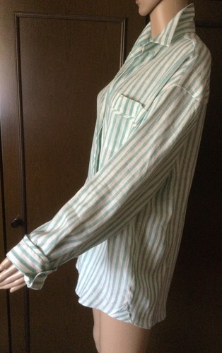 Linen shirt WEEKEND Max Mara Woman, white green, size IT 46 DE 42 US 12 GB 14 - Foto 3 di 12