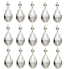 Aiskaer 15 Pieces Clear Teardrop Crystal Chandelier (Gold Pinning,Angel Tears...