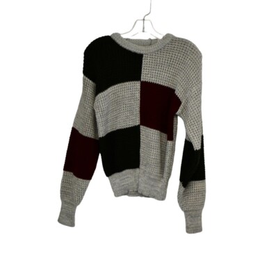 Vintage Women's Van Cort Chunky Kniw Checker Board Color Block Sweater Size S