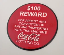 Coca Cola Coke Machine ..  Reward Plate .. Vendo Cavalier