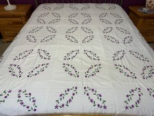 Queen size Machine Embroidery Double wedding Ring Quilt Top J-174A