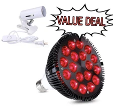Red Light Therapy lamp 54 W 18 LED with Socket, Deep Red 660nm / 850nm Infrared